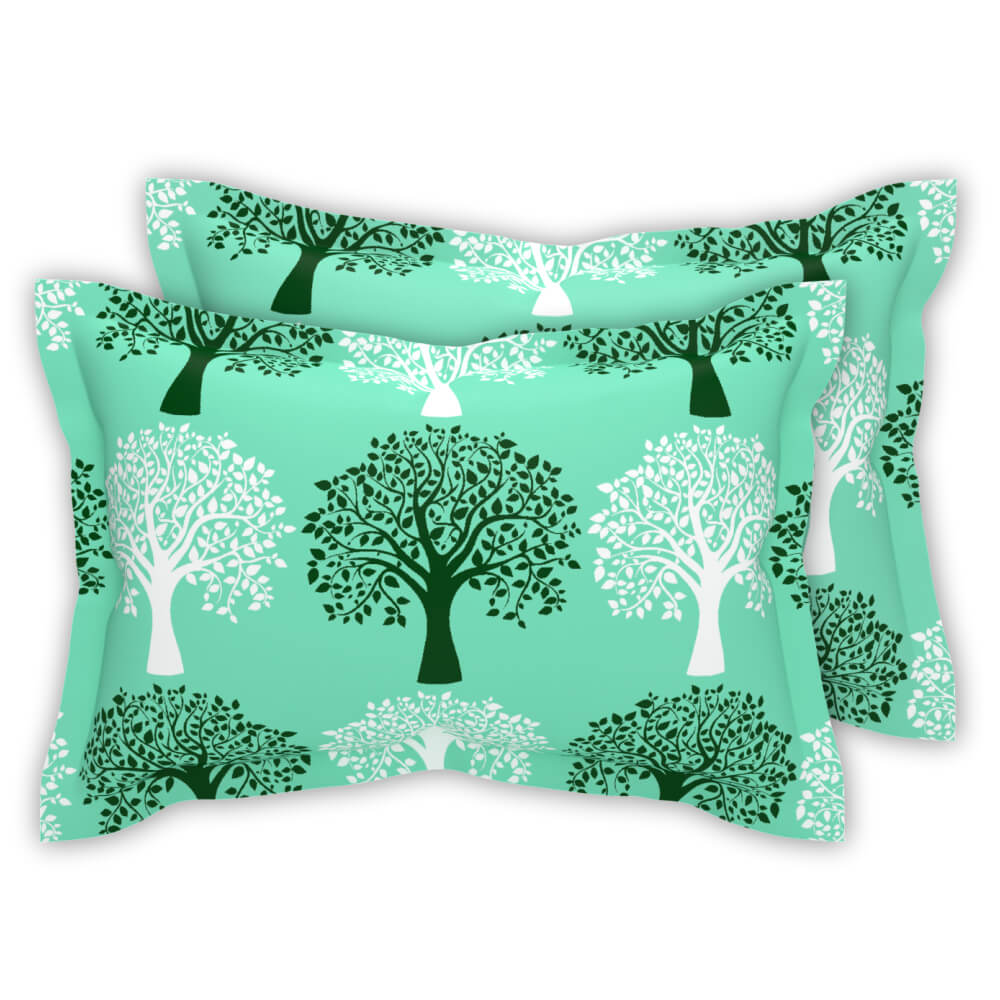 best sea green nature tree super king size cotton bedsheets with pillow covers